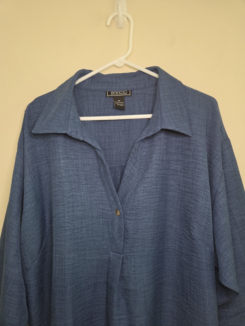 Women's NYCC New York Clothing Co Blue 3/4 Sleeve Blouse Top Sz 2X - Picture 4 of 9